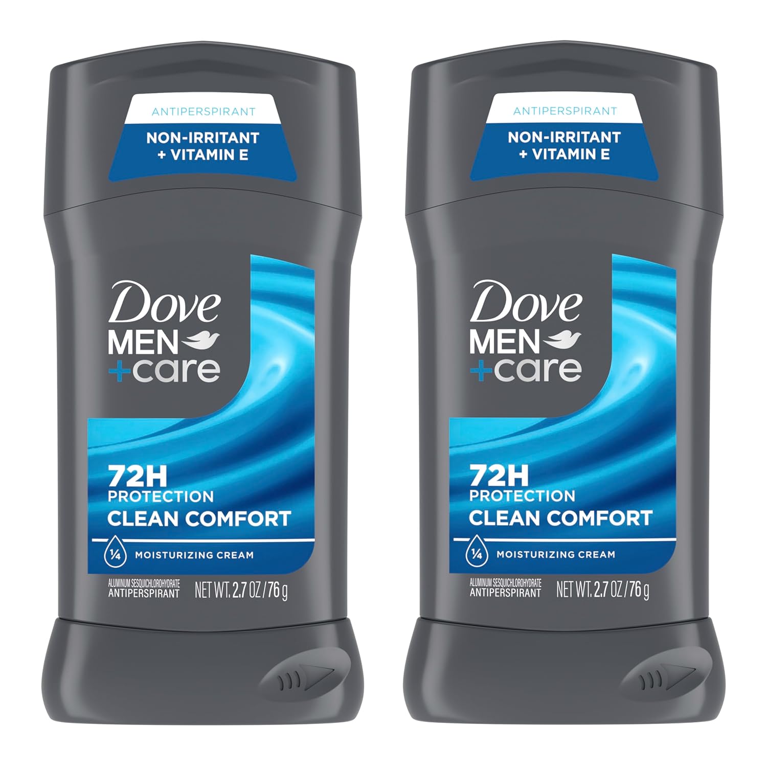 DOVE MEN + CARE Antiperspirant Deodorant Stick Clean Comfort Twin Pack 72-Hour Sweat &amp; Odor Protection Antiperspirant for Men With 1/4 Moisturizing Cream 2.7 oz